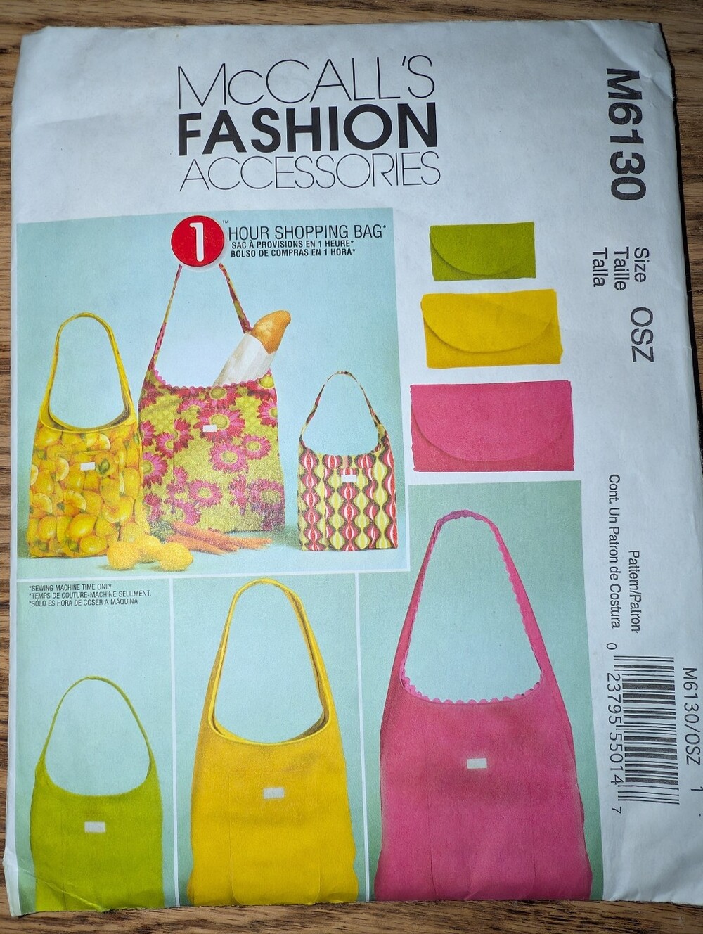 Sewing Pattern For Foldable Reusable Shopping Bags, McCalls 6130